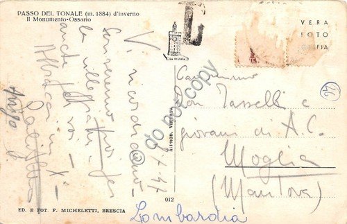 Cartolina - Passo del Tonale Monumento Ossario 1947 | Immagine Gallery 2