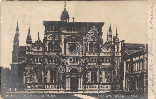 Cartolina - Pavia Certosa di Pavia facciata ed.Rognoni Bromo primi …