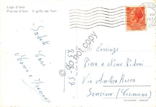 Cartolina - Pilzone d'Iseo panorama 1957 (Brescia)