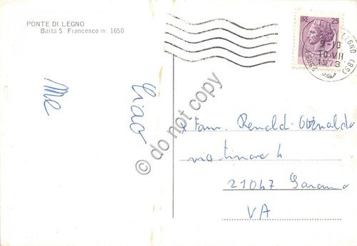Cartolina - Ponte di Legno Baita San Francesco 1973