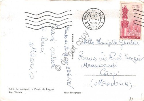 Cartolina - Ponte di Legno Colonia Vigili del Fuoco al …
