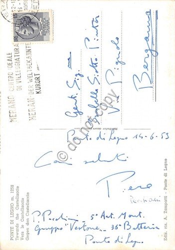 Cartolina - Ponte di Legno Panorama verso Castellaccio 1959