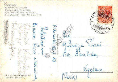 Cartolina - Postcard - Albisola panorama da Levante 1957 (Savona) | Immagine Gallery 2