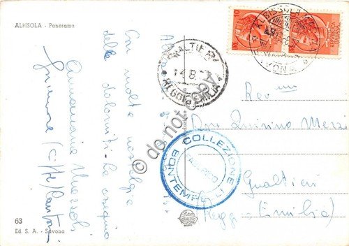 Cartolina - Postcard - Albisola panorama dall'alto 1957