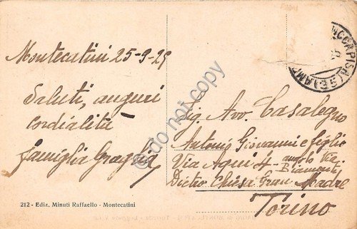 Cartolina - Postcard - Bagni di Montecatini Torretta Loggiato Verdi … | Immagine Gallery 2