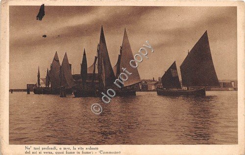 Cartolina - Postcard - Barca a vela poesia Tommaseo 1933 … | Immagine principale