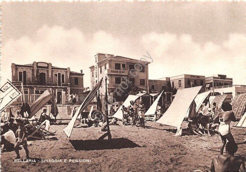 Cartolina - Postcard - Bellaria - spiaggia - pensioni - …