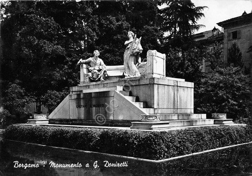 Cartolina - Postcard - Bergamo - Monumento a Donizetti - …
