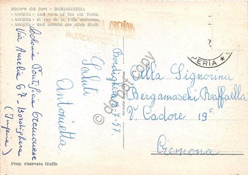 Cartolina - Postcard - Bordighera Arriglia e vista città vecchia … | Immagine Gallery 2