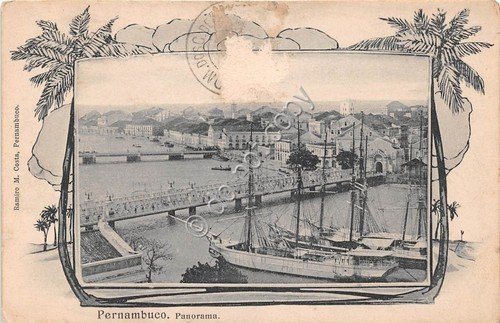 Cartolina - Postcard - Brasile Pernambuco panorama barche a vela …