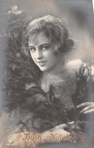 Cartolina - Postcard - Buon Natale - donna - ramo … | Immagine principale