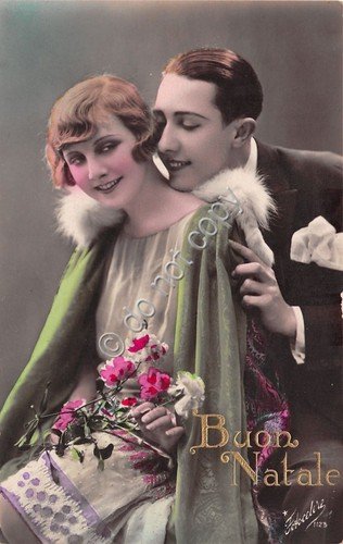 Cartolina - Postcard - Buon Natale - Innamorati - Mantella …