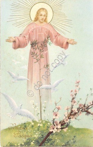 Cartolina - Postcard - Buona Pasqua - Gesù con colombe