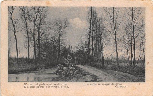 Cartolina - Postcard - campagna con fiume - Poesia Carducci … | Immagine principale