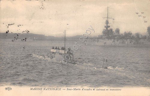 Cartolina - Postcard - Carte Postale - Sottomarino e Corazzata … | Immagine principale