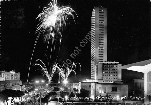 Cartolina - Postcard - Cesenatico - Fuochi d'artificio - Notturno …