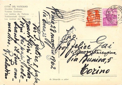 Cartolina - Postcard - CittÃ del Vaticano Giardini 1962