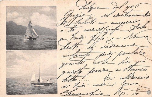 Cartolina - Postcard - Como - barche a vela - …