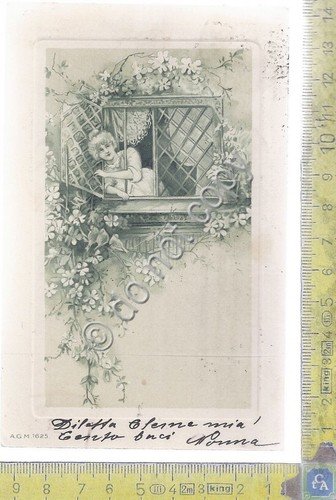 Cartolina - Postcard - Donna alla finestra - 1905 | Immagine principale