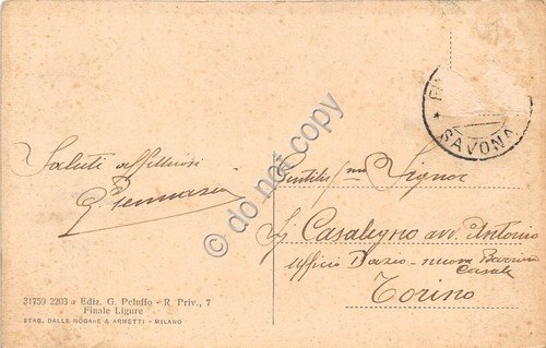 Cartolina - Postcard - Finale Ligure Bagni Ondina animata costumi …