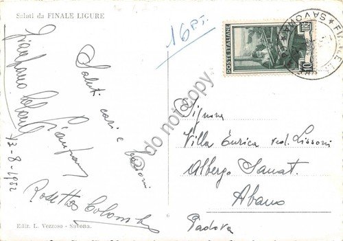 Cartolina - Postcard - Finale Ligure panorama dall'alto 1952 VG