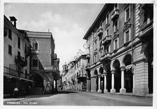 Cartolina - Postcard - Fossano - Via Roma - 1942 | Immagine principale