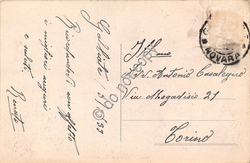 Cartolina - Postcard - Galliate Piazza Umberto I animata biciclette …