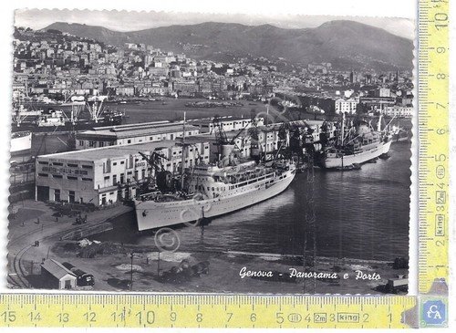 Cartolina - Postcard - Genova - Porto con navi - …