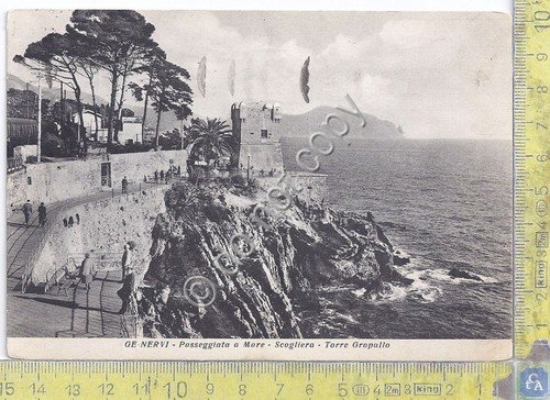 Cartolina - Postcard - Genova Nervi - Passeggiata - Scogliera …