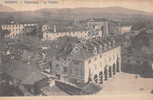 Cartolina - Postcard - Giaveno panorama la piazza 1916