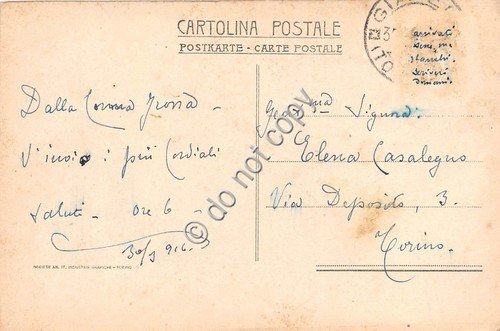 Cartolina - Postcard - Giaveno panorama la piazza 1916