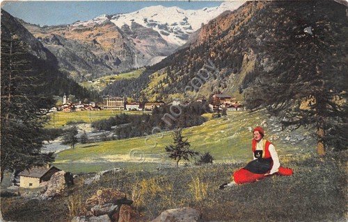 Cartolina - Postcard - Gressoney Trinitè - Panorama - Donna …