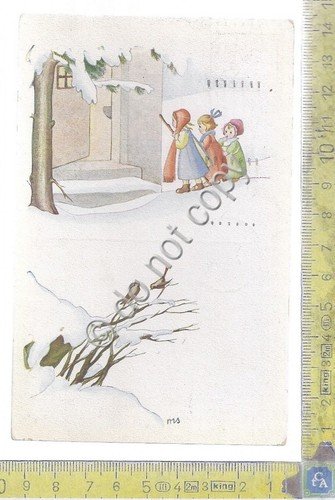 Cartolina - Postcard - Illustrata- - Bambini - neve - …