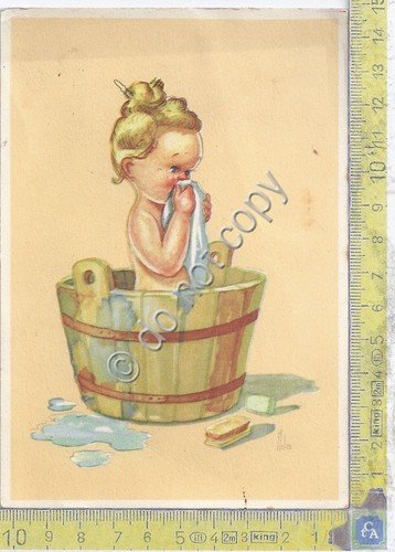 Cartolina - Postcard - Illustrata - bagnetto - anni '40 | Immagine principale