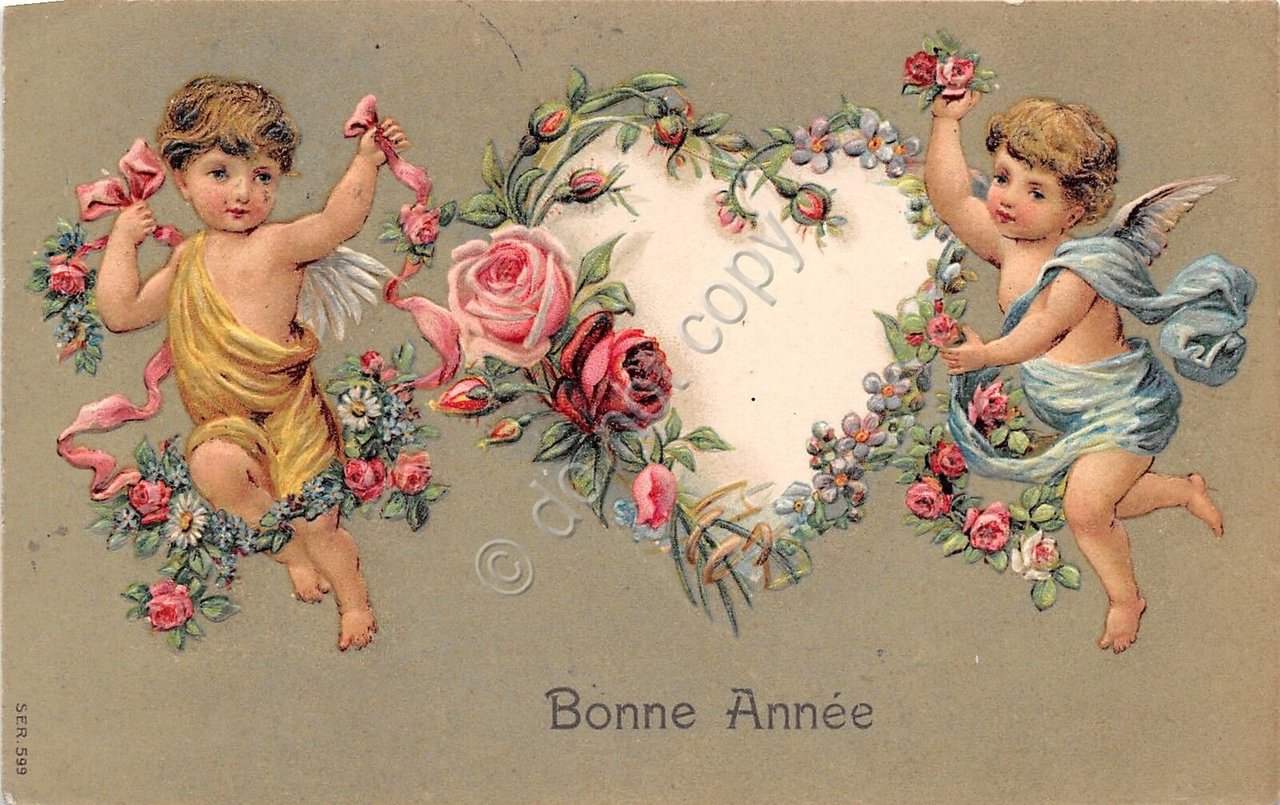 Cartolina - Postcard - Illustrata - Bonne Annee - Cuore …