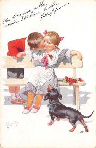 Cartolina - Postcard - Illustrata - Feiertag - bambini che …