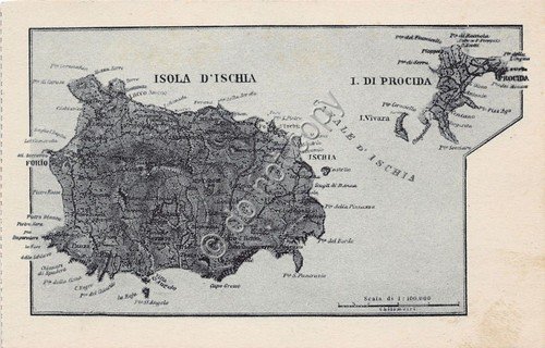 Cartolina - Postcard - Illustrata - Isola d'Ischia - Mappa … | Immagine principale
