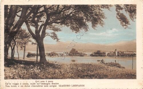 Cartolina - Postcard - Illustrata - paesaggio fiume - Poesia …
