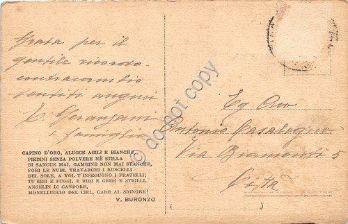 Cartolina - Postcard - Illustrata G.Caccia Angeli poesia Buronzo sul …