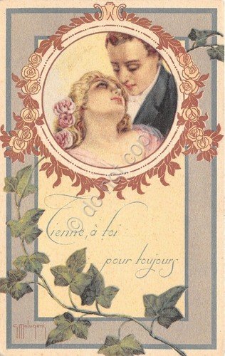 Cartolina - Postcard - Illustrata Malugani - Innamorati - Edera