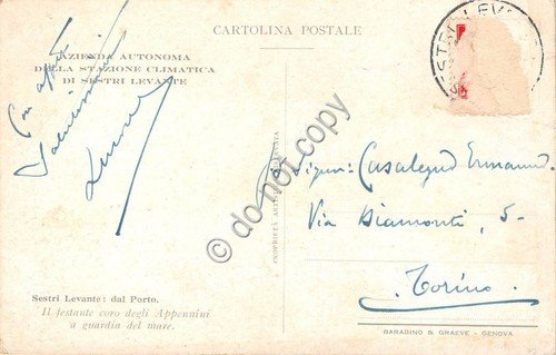 Cartolina - Postcard - Illustrata Sestri Levante dal Porto VG | Immagine Gallery 2