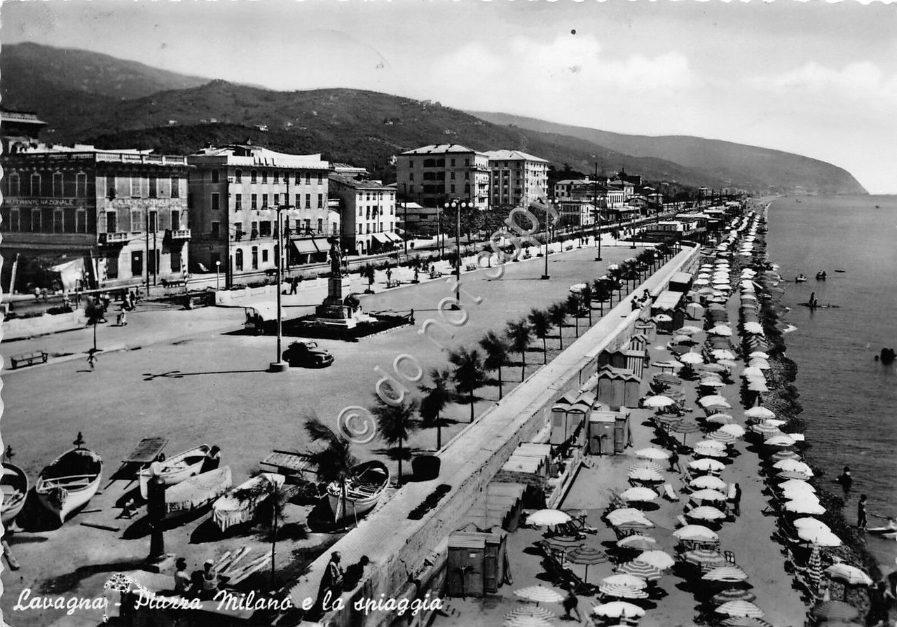 Cartolina - Postcard - Lavagna - Piazza Milano - Spiaggia …