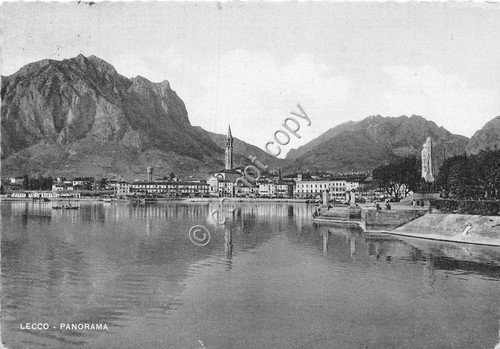 Cartolina - Postcard - Lecco panorama dal lago 1954