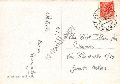 Cartolina - Postcard - Lecco panorama dal lago 1954