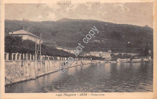 Cartolina - Postcard - Lesa Lago Maggiore panorama 1929 | Immagine principale