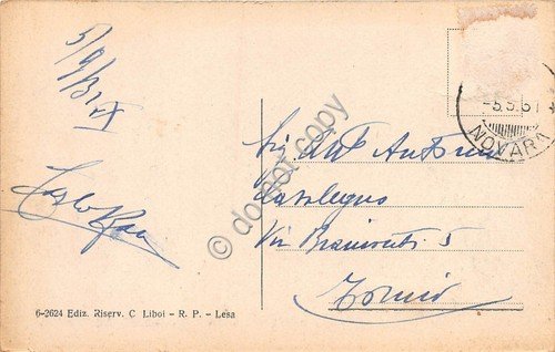 Cartolina - Postcard - Lesa Lungolago Barche panorama parziale 1931 …