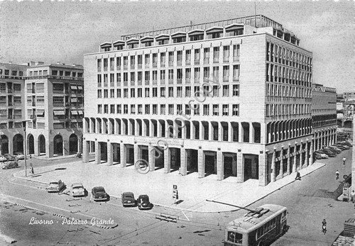 Cartolina - Postcard - Livorno - Palazzo Grande - auto …