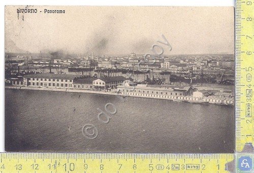 Cartolina - Postcard - Livorno - Panorama porto - 1920 | Immagine principale