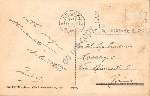 Cartolina - Postcard - Livorno Antignano Tramonto anni '30