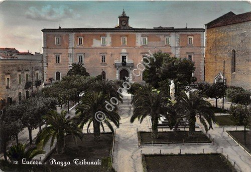 Cartolina - Postcard - Lucera - Piazza Tribunali - 1955